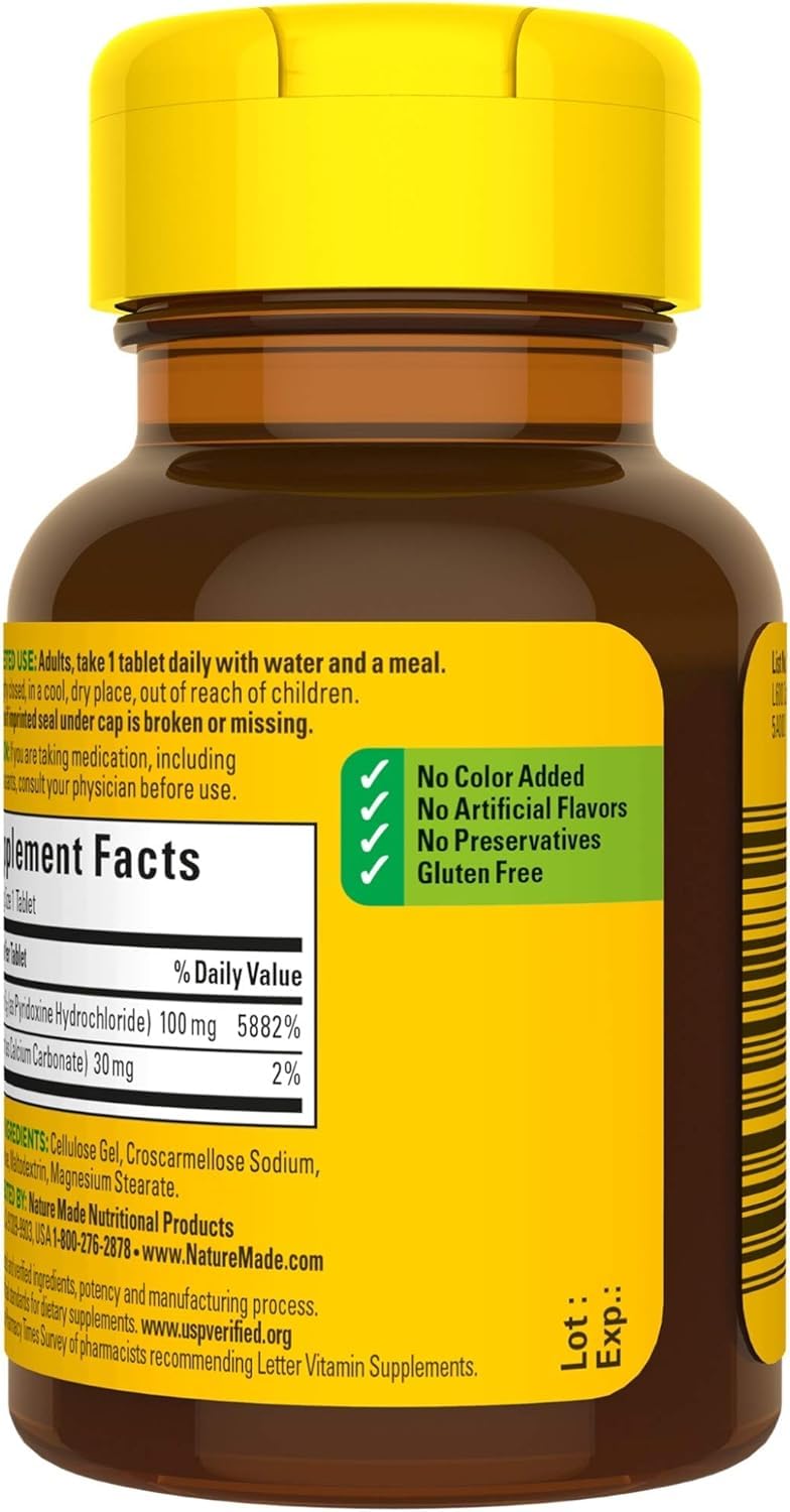 Nature Made Vitamin B-6 100 mg Tablets – 4-Pack (400 Tablets)