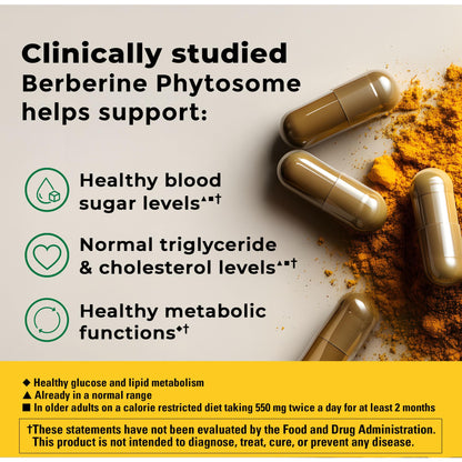 Nature Made Better Absorption Berberine Phytosome Capsules – 1100 mg Daily, 60 Capsules
