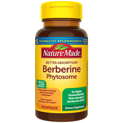Nature Made Better Absorption Berberine Phytosome Capsules – 1100 mg Daily, 60 Capsules