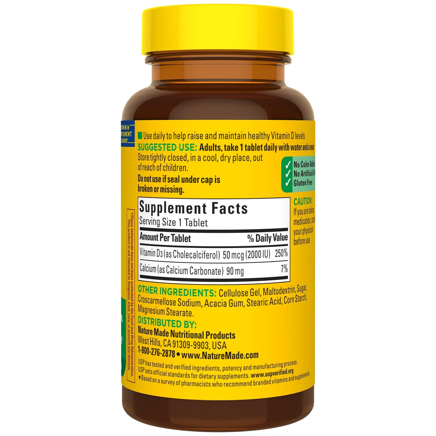 Nature Made Vitamin D3 2000 IU (50 mcg) – Supports Bone, Immune Health | 100 Tablets