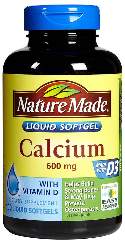 Nature Made Calcium 600 mg with Vitamin D3 – 4-Pack (100 Softgels Each)