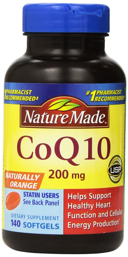 Nature Made CoQ10 200 mg – 2 Bottles, 140 Softgels Each