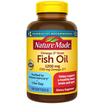 Nature Made Omega-3 Fish Oil 1200 mg Softgels – EPA/DHA for Heart, Brain & Eyes