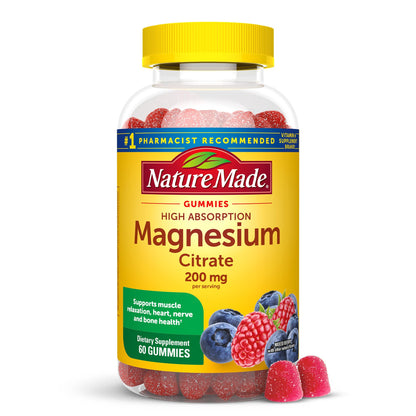 Nature Made High Absorption Magnesium Citrate 200 mg Gummies – 60 Count