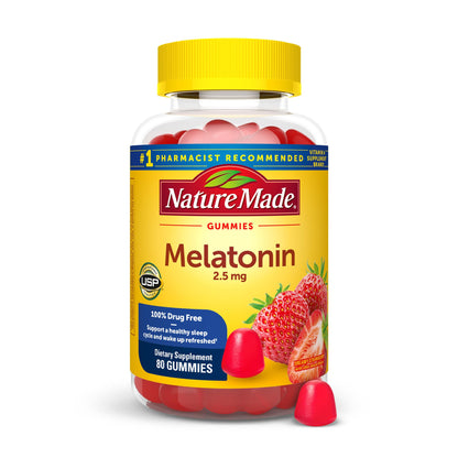 Nature Made Melatonin Gummies 2.5 mg – 80 Count, Drug-Free Sleep Aid for Adults
