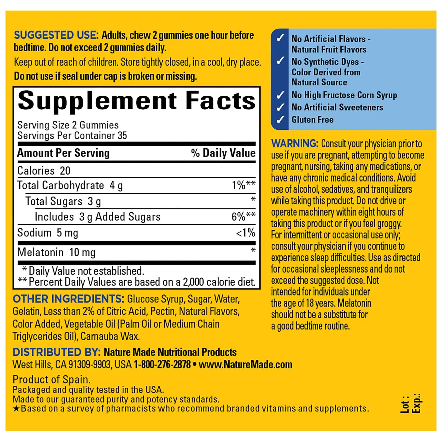 Nature Made Melatonin Gummies 10 mg for Adults — Maximum Strength Sleep Aid, 70-Count