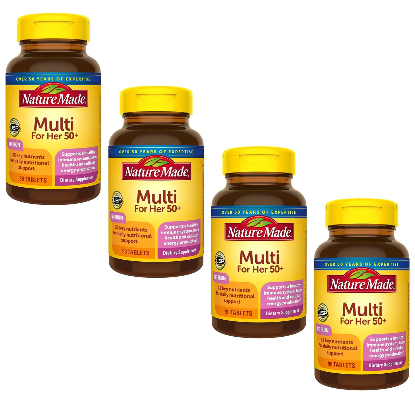 Nature Made Multi for Her 50+ Vitamin/Mineral Tablets 90 ea — Pack of 4
