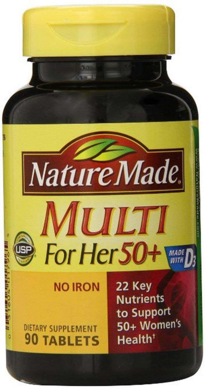 Nature Made Multi for Her 50+ 90 ea (Pack of 5) – 22 Nutrients, Iron-Free