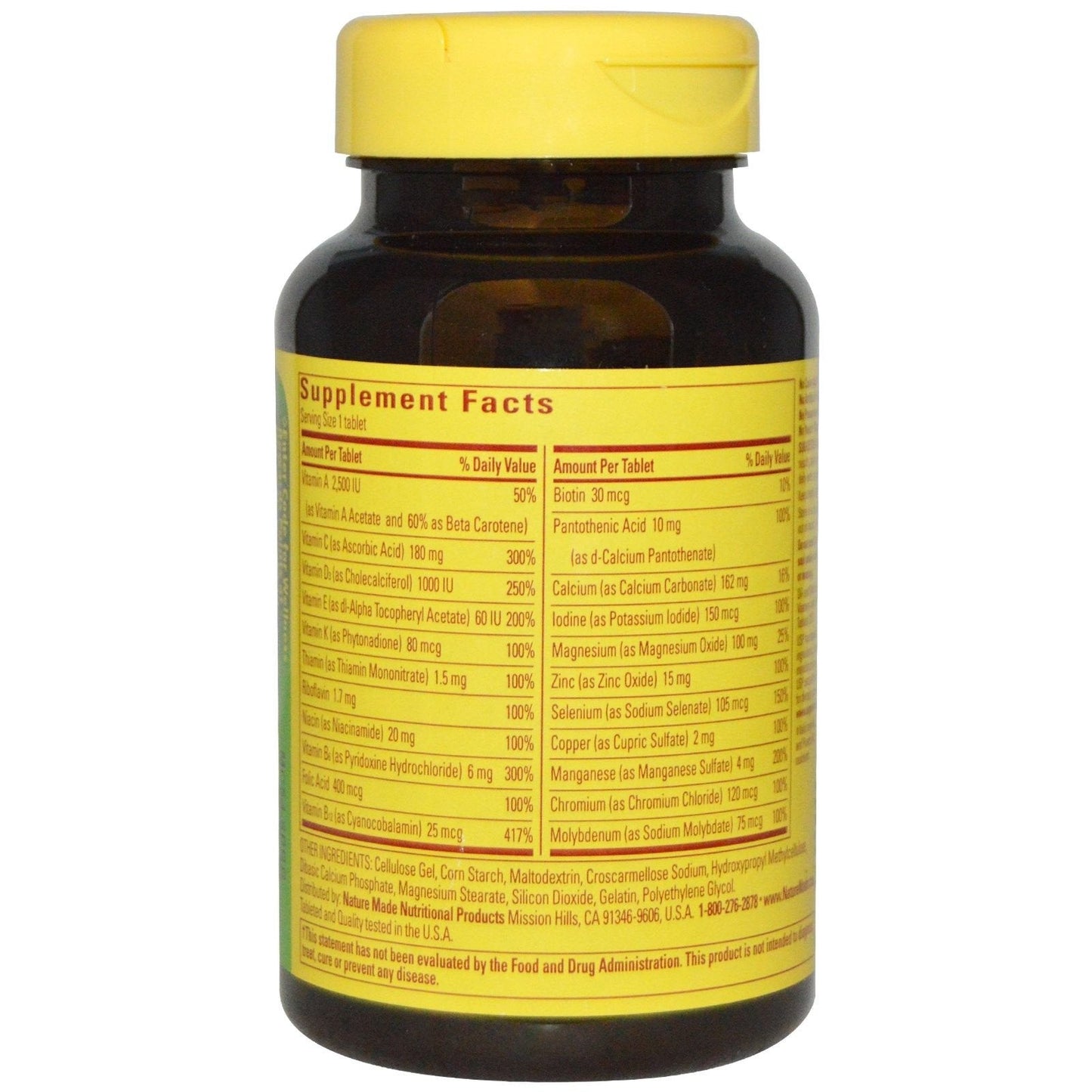 Nature Made Multi for Him 50+ – 90 Tablets per Bottle x 4 Pack | Iron-Free