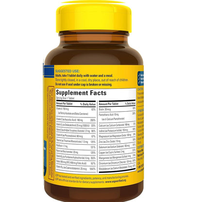 Nature Made Multi for Him 50+ – 90 Tablets per Bottle x 4 Pack | Iron-Free