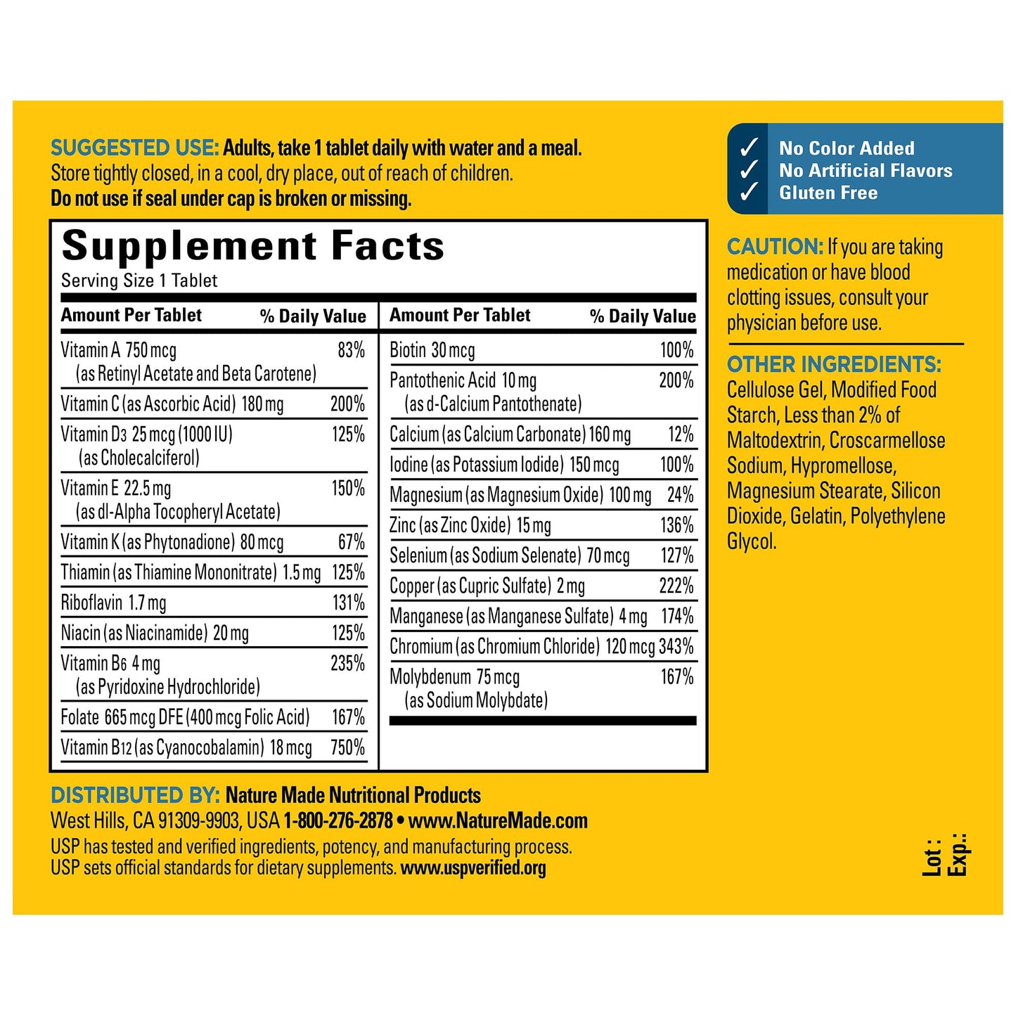 Nature Made Multivitamin For Him – No Iron, 90 Tablets, 90-Day Supply