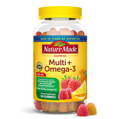 Nature Made Multivitamin + Omega-3 Gummies for Adults – 140-Count, 70-Day Supply