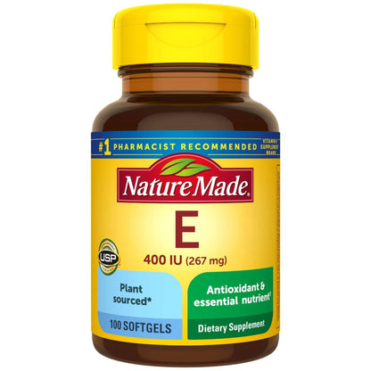 Nature Made Plant Sourced Vitamin E 267 mg (400 IU) d-Alpha Softgels – 3-Pack, 100 Softgels Each