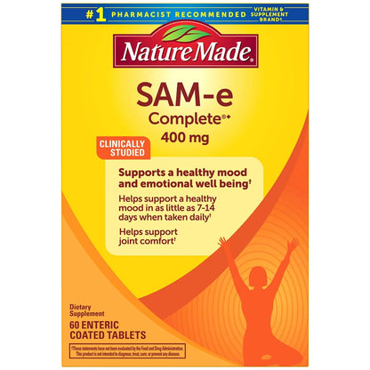 Nature Made SAM-e Complete 400 mg - 60 Enteric Coated Tablets | Mood & Joint Support
