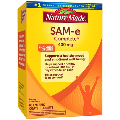Nature Made SAM-e Complete 400 mg - 60 Enteric Coated Tablets | Mood & Joint Support