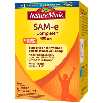 Nature Made SAM-e Complete 400 mg - 60 Enteric Coated Tablets | Mood & Joint Support