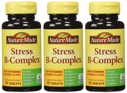 Nature Made Stress B Complex with Zinc – 75 Count x 3 (225 Total)