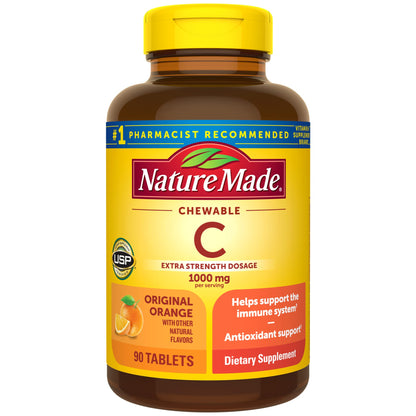 Nature Made Extra Strength Vitamin C 1000 mg Chewable | 90 Tablets | Immune Support