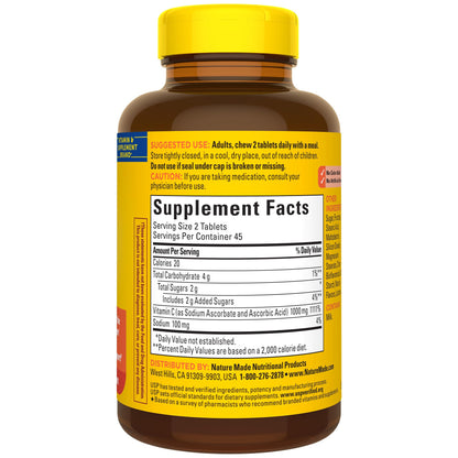 Nature Made Extra Strength Vitamin C 1000 mg Chewable | 90 Tablets | Immune Support