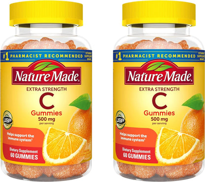 Nature Made Extra Strength Vitamin C 500 mg Gummies – Immune Support, Pack of 2 (60 Gummies Each)
