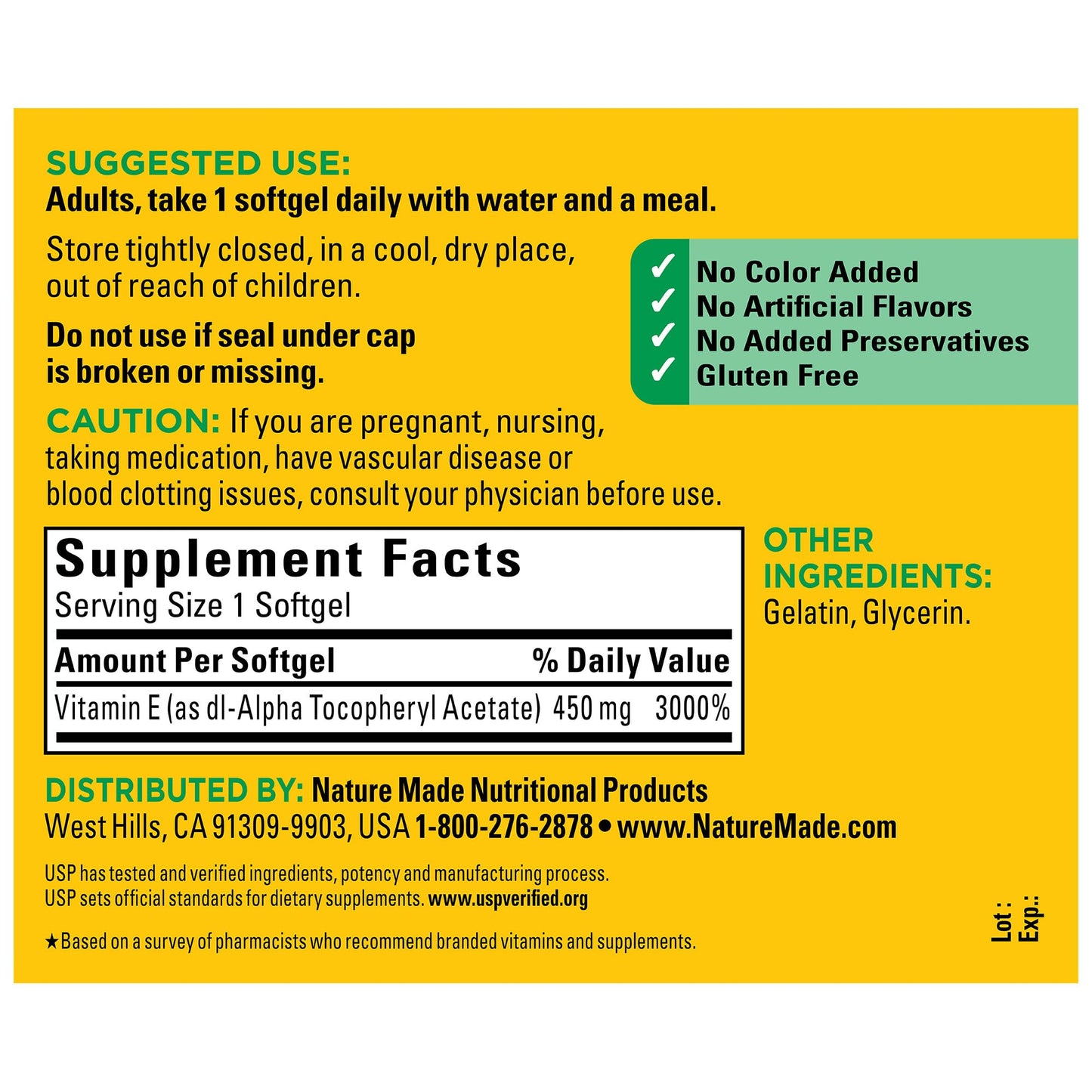 Nature Made Vitamin E 450 mg dl-Alpha Softgels – 3-Pack Antioxidant Support