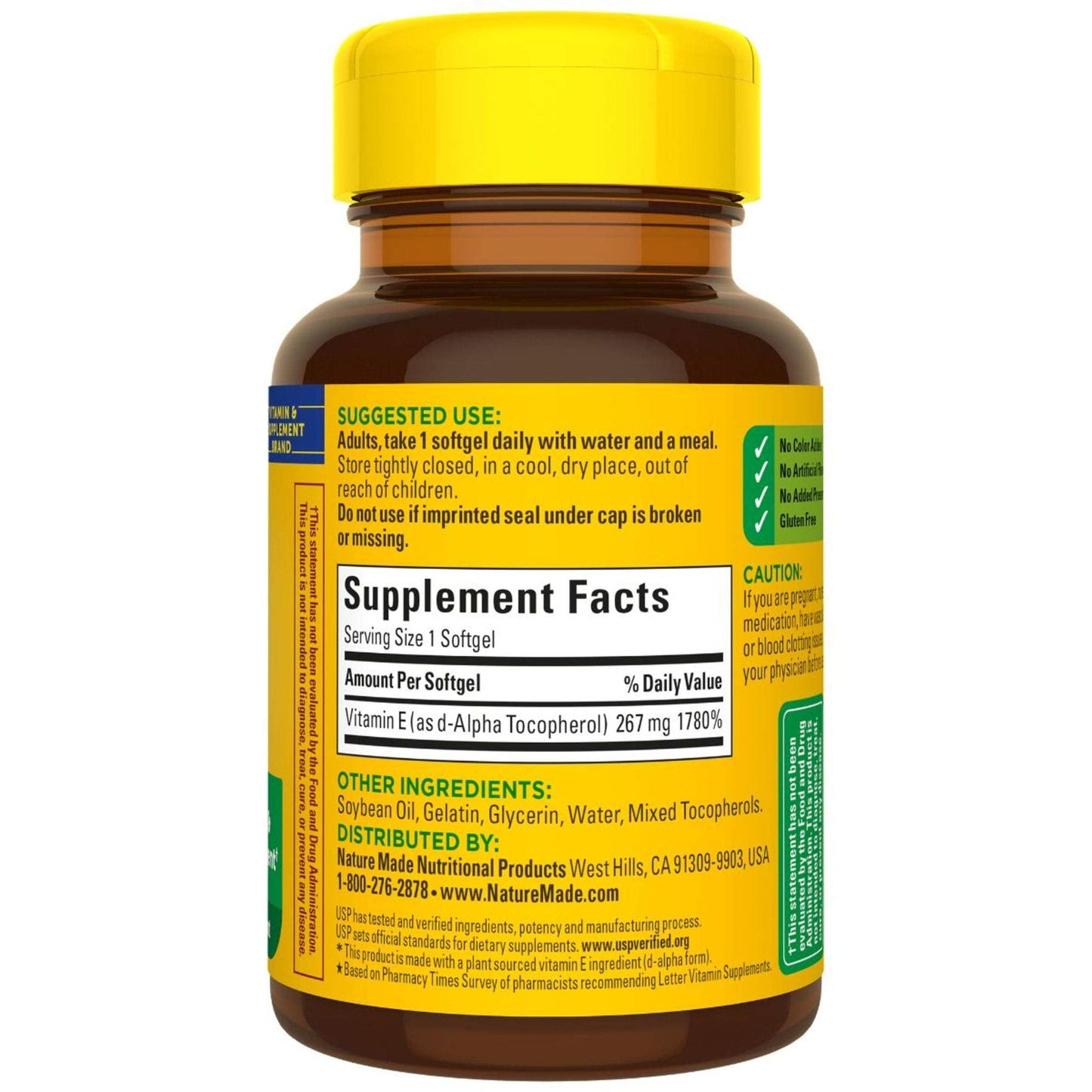 Nature Made Plant Sourced Vitamin E 267 mg (400 IU) d-Alpha Softgels – 3-Pack, 100 Softgels Each