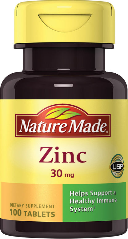 Nature Made Zinc 30mg, 100 Tablets - Pack of 6 | Immune Support