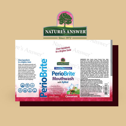 Nature's Answer PerioBrite Cinnamon Mouthwash 16 oz - Alcohol-Free, Whitens Teeth, Fresh Breath (2 Pack)