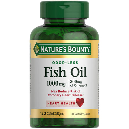 Nature's Bounty Fish Oil - Heart Health Support, 300 mg Omega-3, 120 Softgels