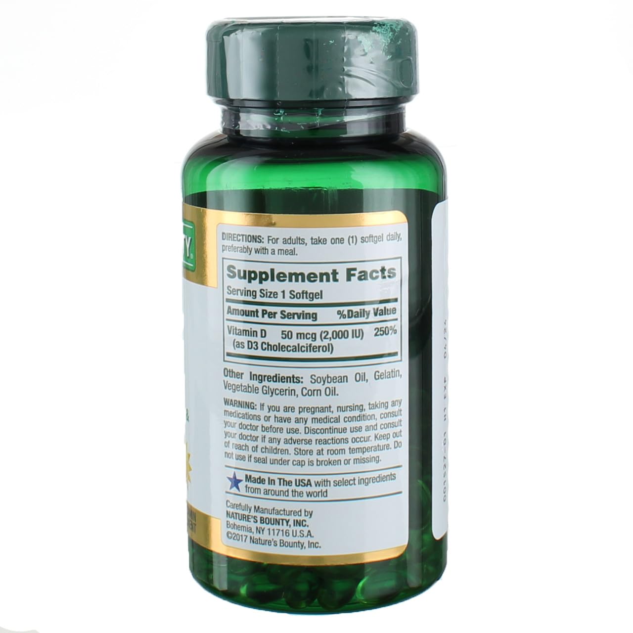 Nature's Bounty Vitamin D3 2000 IU Softgels Pack of 4 (150 ea)