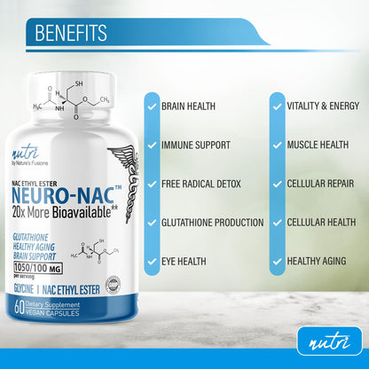 Nature's Fusions Neuro NAC Supplement 375mg Extra Strength + 1800mg Glycine – NACET for 20x Bioavailability & 10x Glutathione Boost