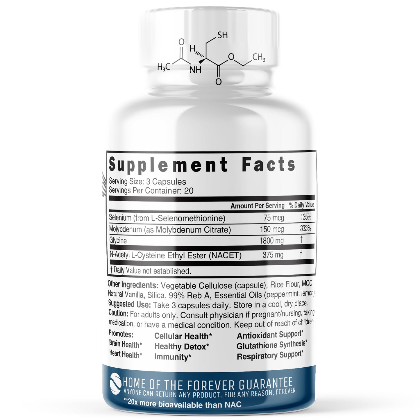 Nature's Fusions Neuro NAC Supplement 375mg Extra Strength + 1800mg Glycine – NACET for 20x Bioavailability & 10x Glutathione Boost