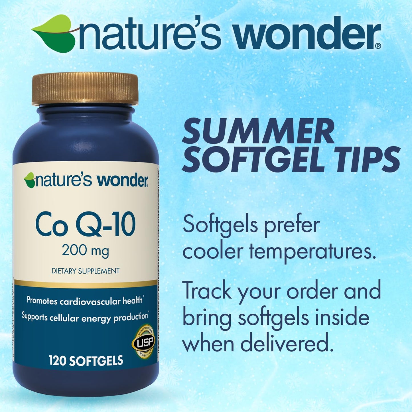 Nature's Wonder CoQ10 Supplement - CoQ10 200mg Softgels to Support Heart Health, Cardiovascular Function, and Cellular Energy Production, 120 Softgels, 120 Days Supply
