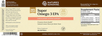 Nature's Sunshine Super Omega-3 EPA 180 Softgels | Fish Oil Supplement