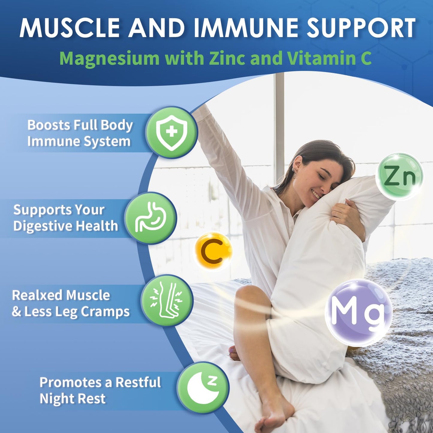 NATURE TARGET Magnesium Glycinate 500mg with Zinc & Vitamin D3 – Muscle, Nerve & Bone Support, Heart Health & Immune Support (Pack of 2, 240 Capsules)