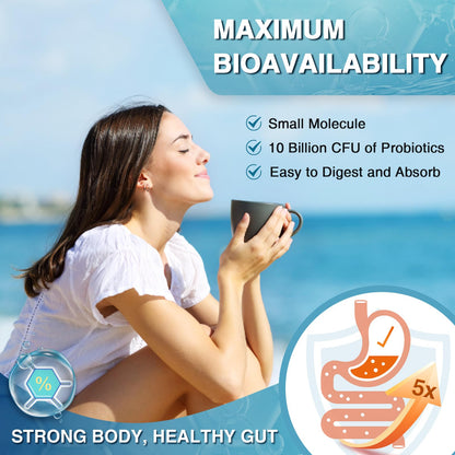 NATURE TARGET Marine Collagen Peptides Powder – Type I & III with Probiotics, Vitamin C & Hyaluronic Acid | 2 x 35 Servings