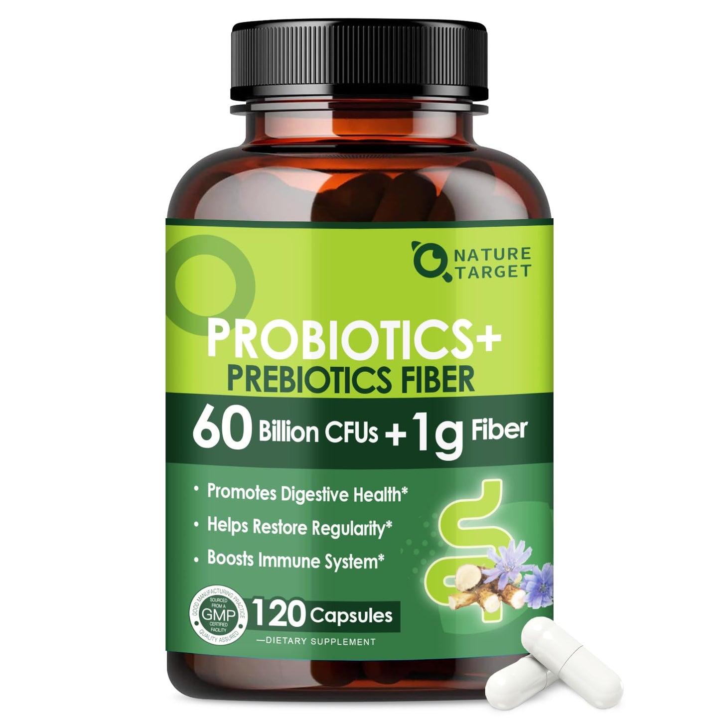 Nature Target Prebiotic Fiber + 60B Probiotics – Digestive Health