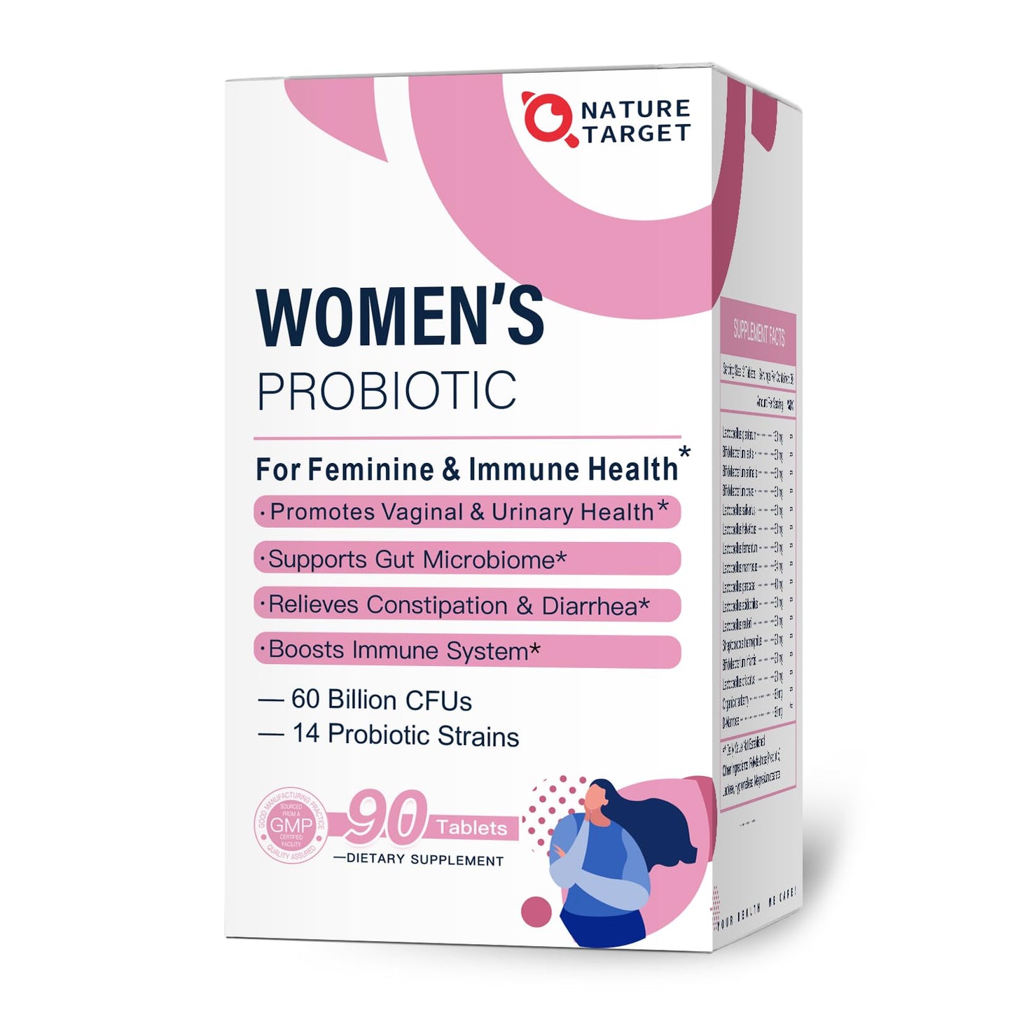 Nature Target Probiotics for Women - 60B CFUs with Cranberry & D-Mannose