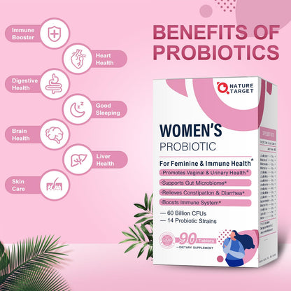 Nature Target Probiotics for Women - 60B CFUs with Cranberry & D-Mannose