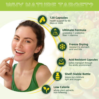 Nature Target Prebiotic Fiber + 60B Probiotics – Digestive Health