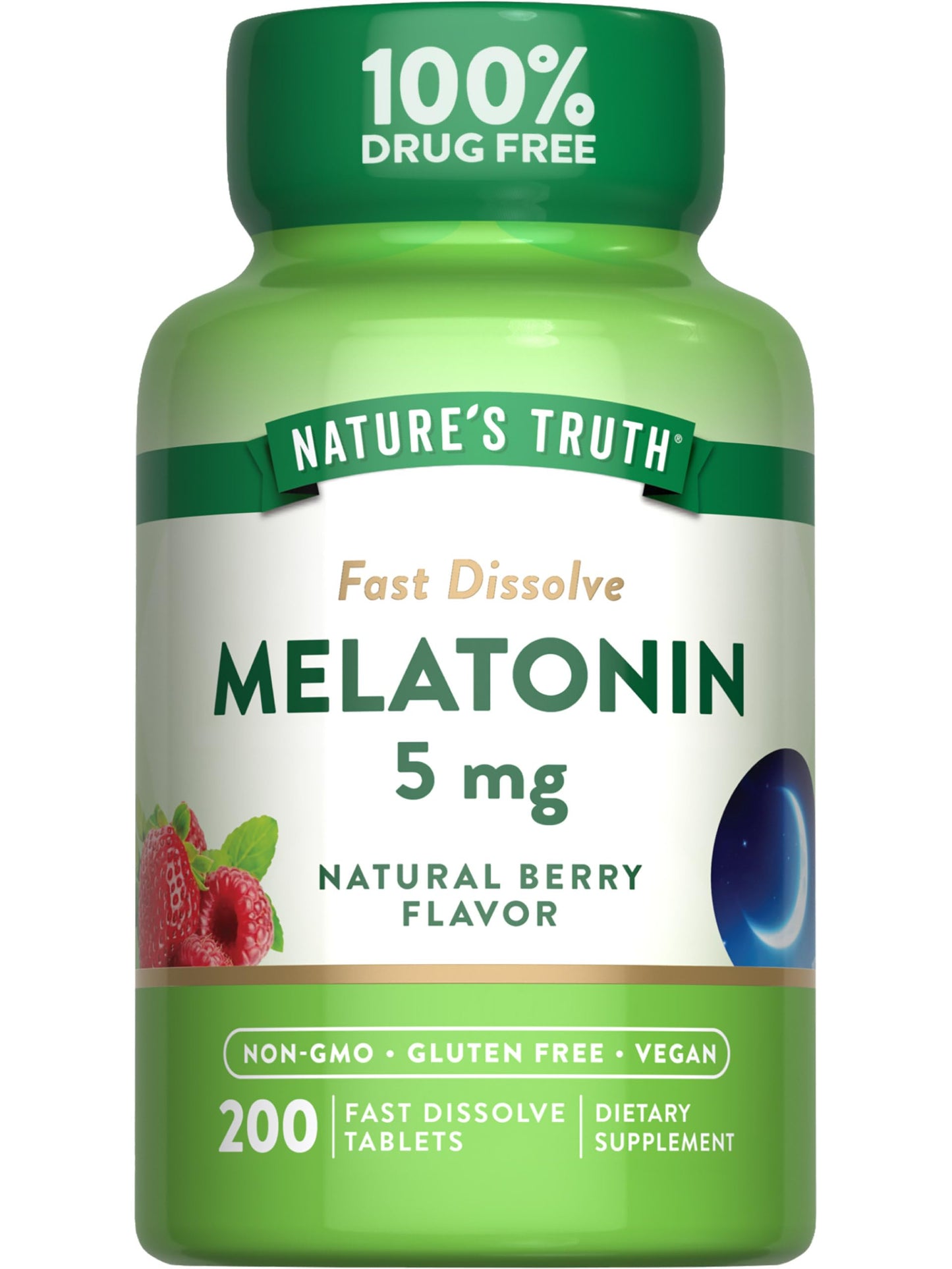 Nature's Truth Melatonin 5mg Fast Dissolve – 200 Count | Vegan & Gluten Free