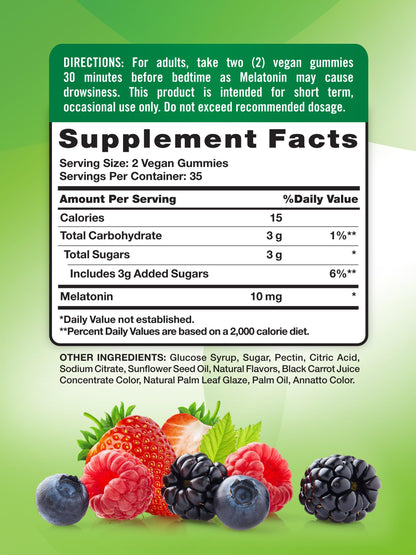 Nature's Truth Melatonin 10mg Gummies – 70 Count, Berry Flavor | Vegan, Non-GMO, Gluten Free