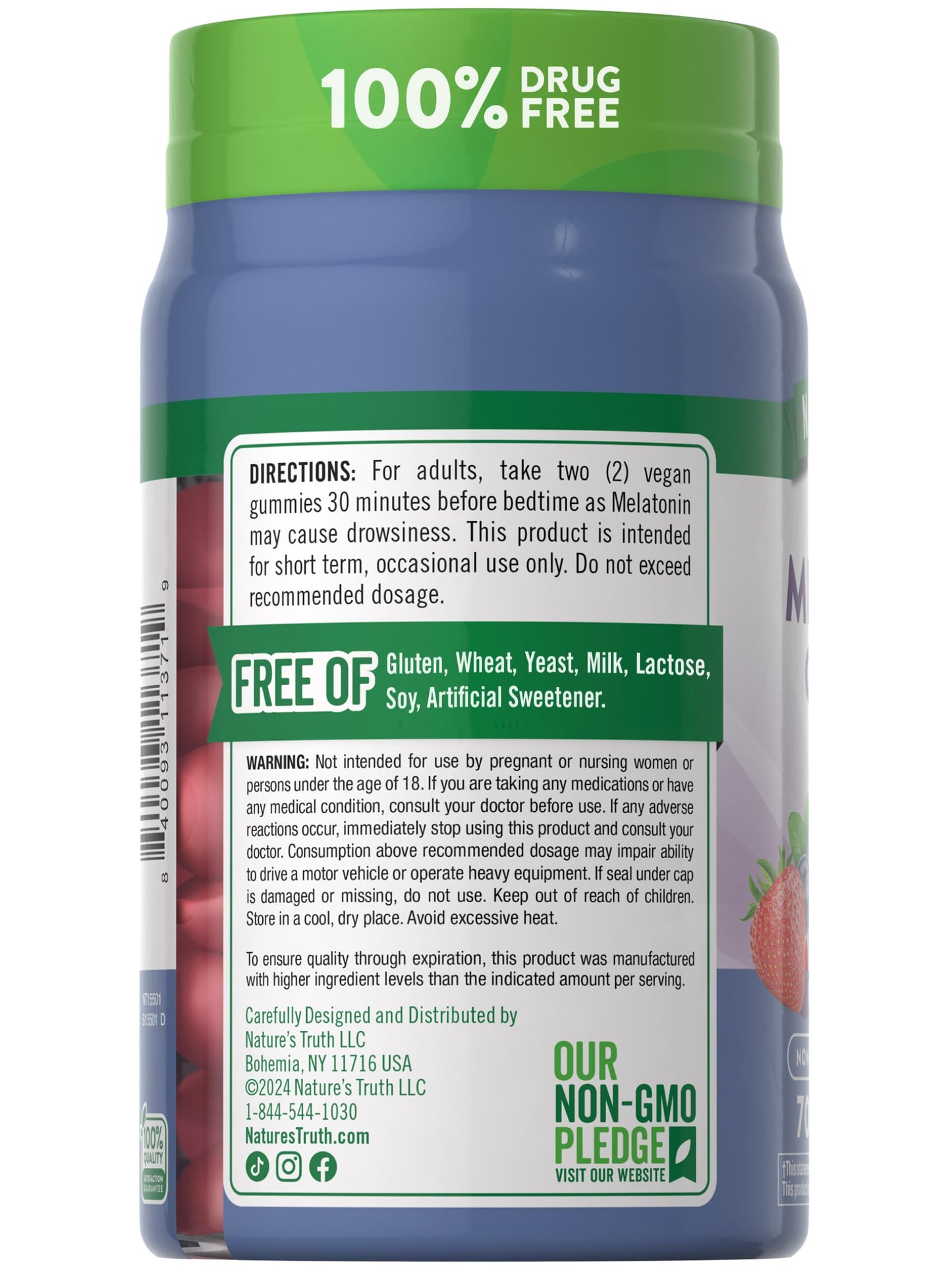 Nature's Truth Melatonin 10mg Gummies – 70 Count, Berry Flavor | Vegan, Non-GMO, Gluten Free