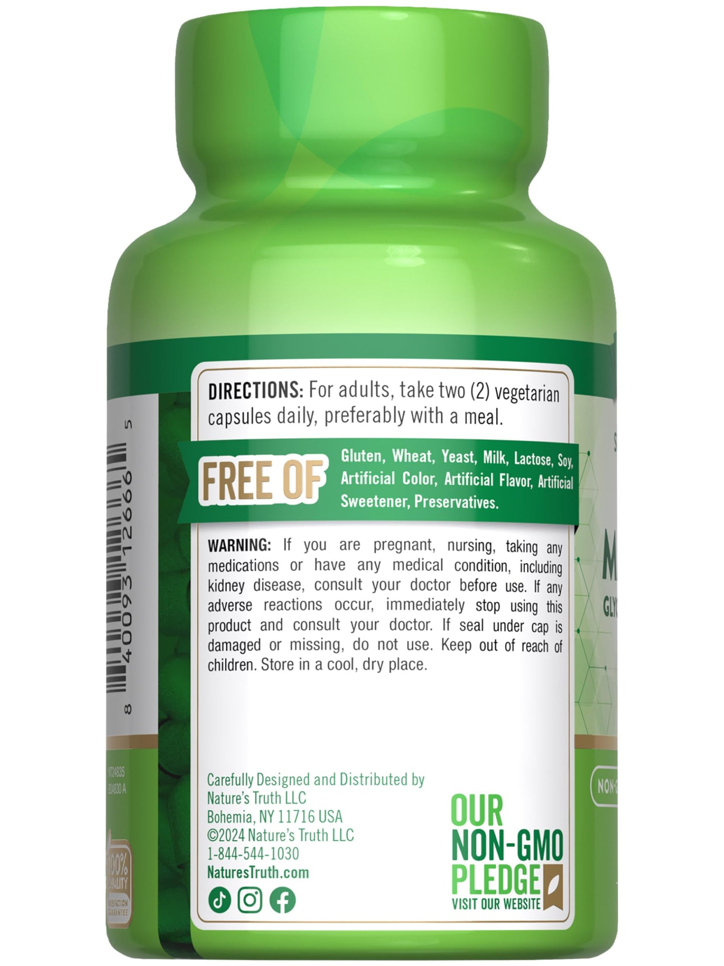 Nature's Truth Triple Magnesium Complex - 60 Capsules | Glycinate, Citrate & Malate + D3 & Zinc