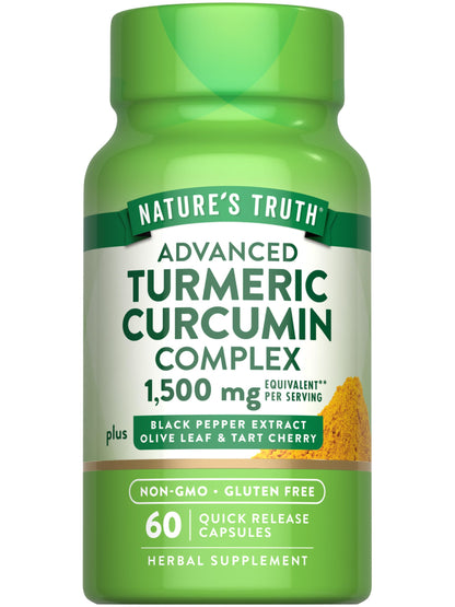 Nature's Truth Turmeric Curcumin 1500 mg – 60 Capsules | Black Pepper, Olive Leaf & Tart Cherry | Non-GMO & Gluten Free