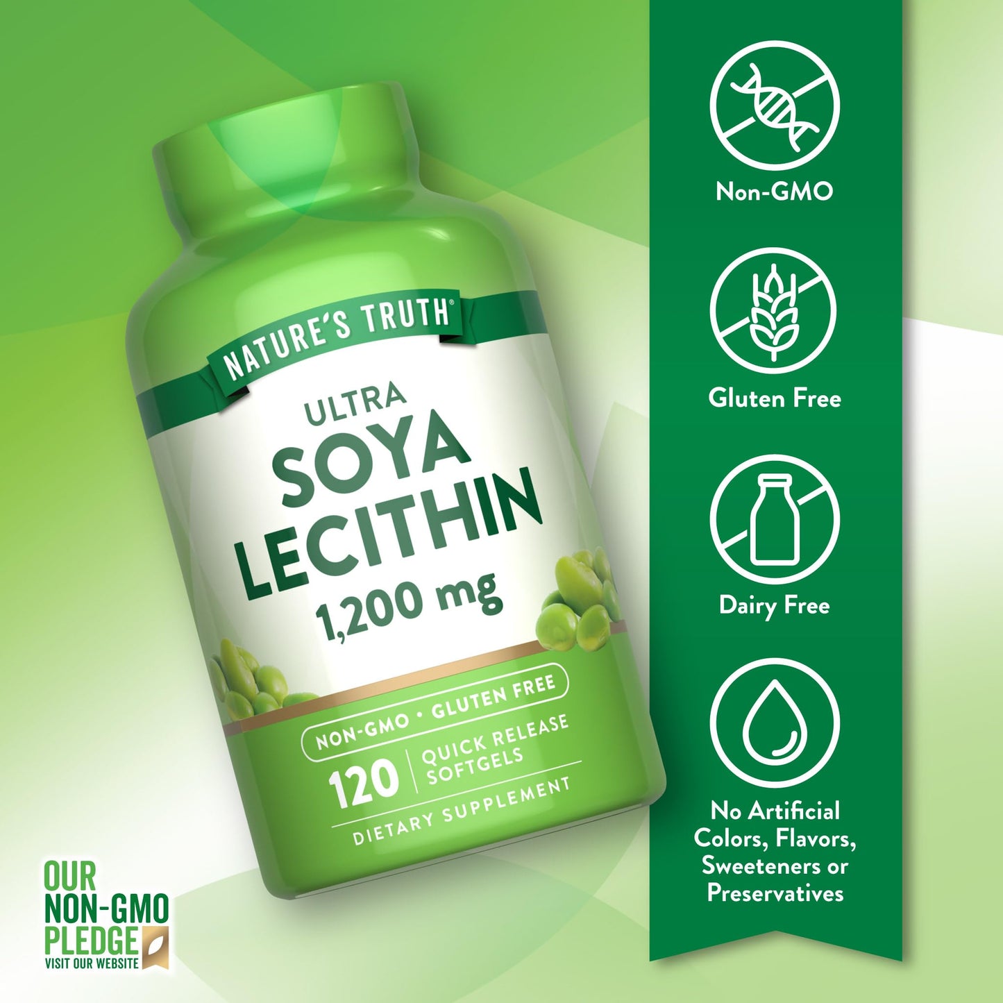Nature's Truth Ultra Soy Lecithin 1200 mg - 120 Softgels, Non-GMO & Gluten Free