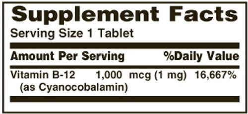Nature's Bounty Vitamin B-12 1000 mcg Tablets, 100 Count | High-Potency B-12 Supplement