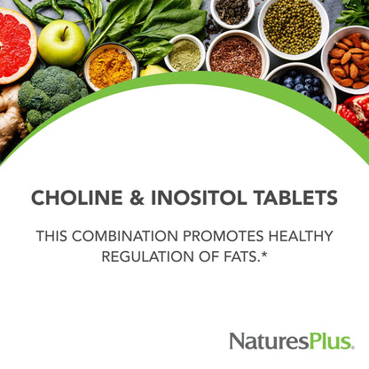 Natures Plus Choline & Inositol 500 mg - 60 Vegetarian Tablets | Nervous System & Liver Support