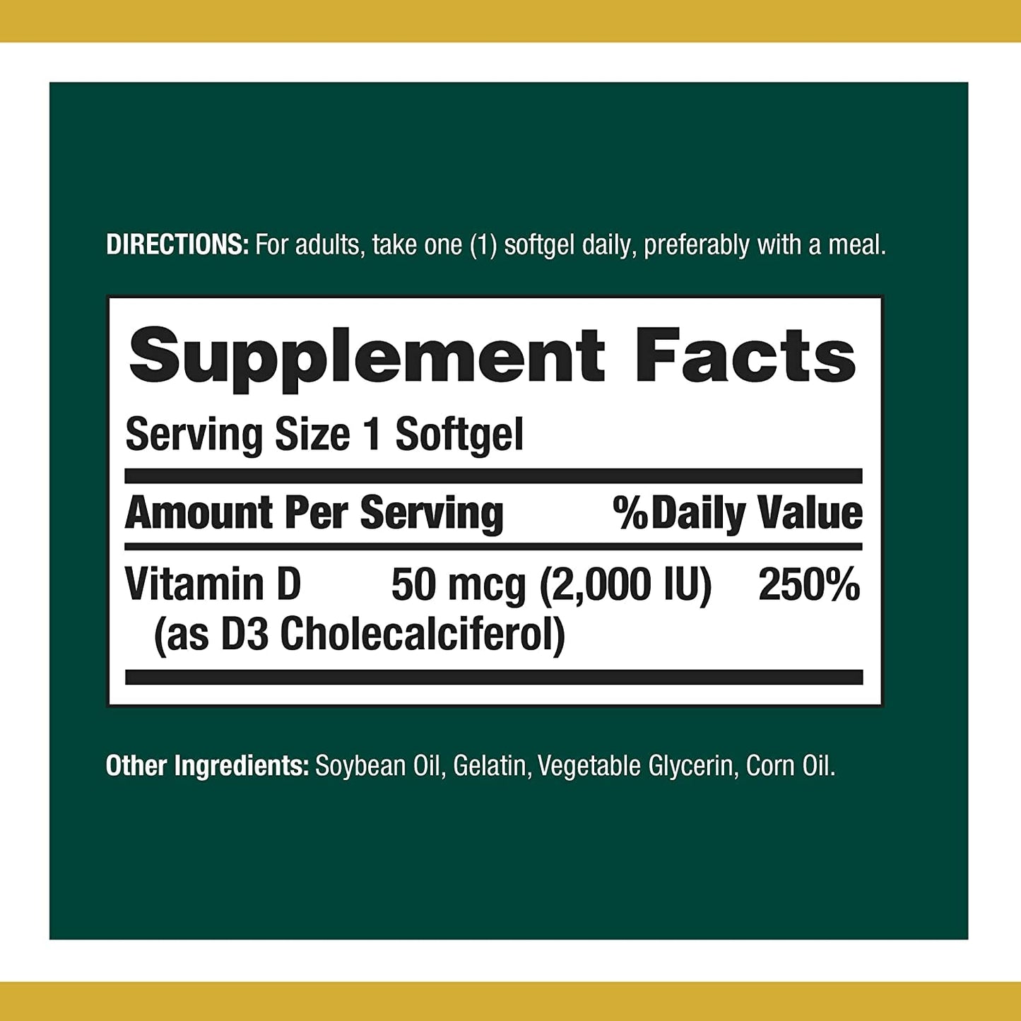 Nature's Bounty Vitamin D 2,000 IU Softgels | Vitamin D3 Supplement
