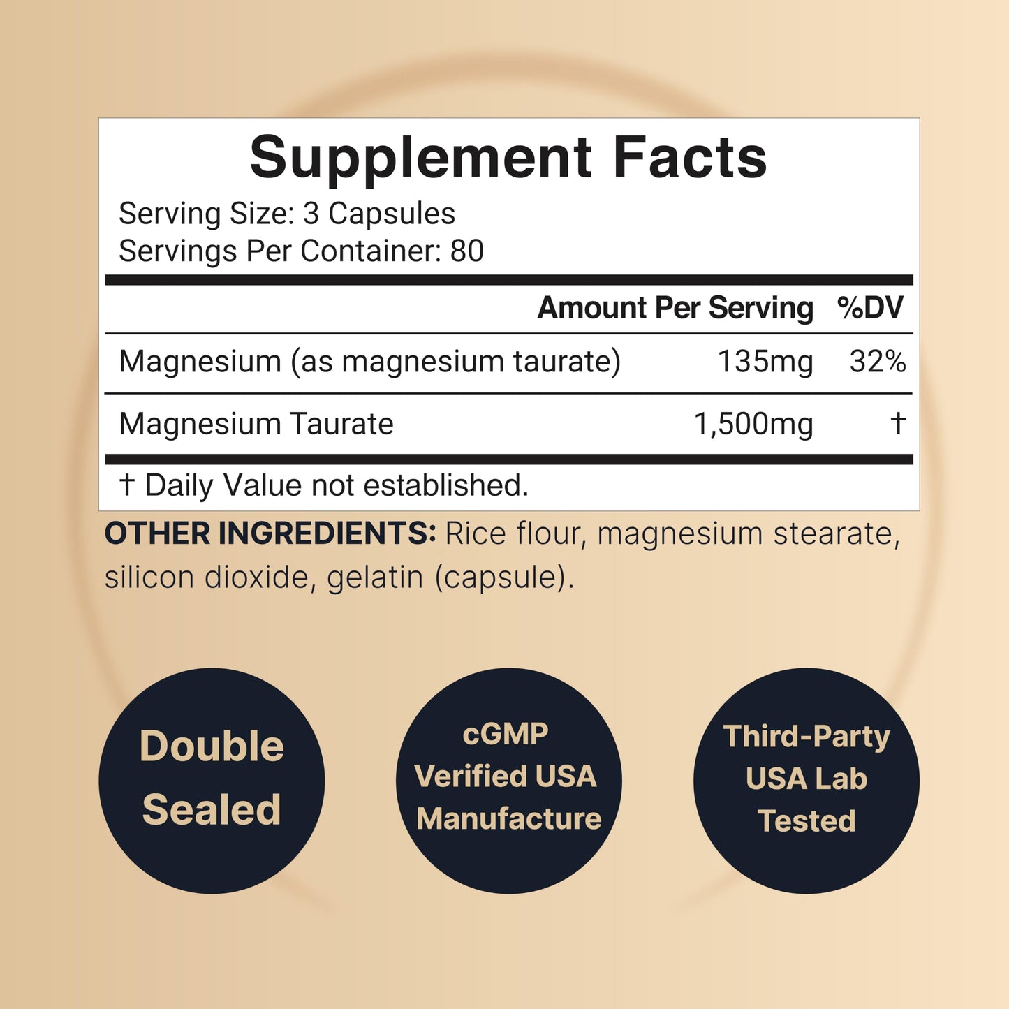 NatureBell Magnesium Taurate 1,500mg, 240 Capsules | Chelated for High Absorption | Non-GMO, Gluten-Free